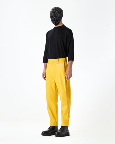 Yellow calfskin pants with lapels