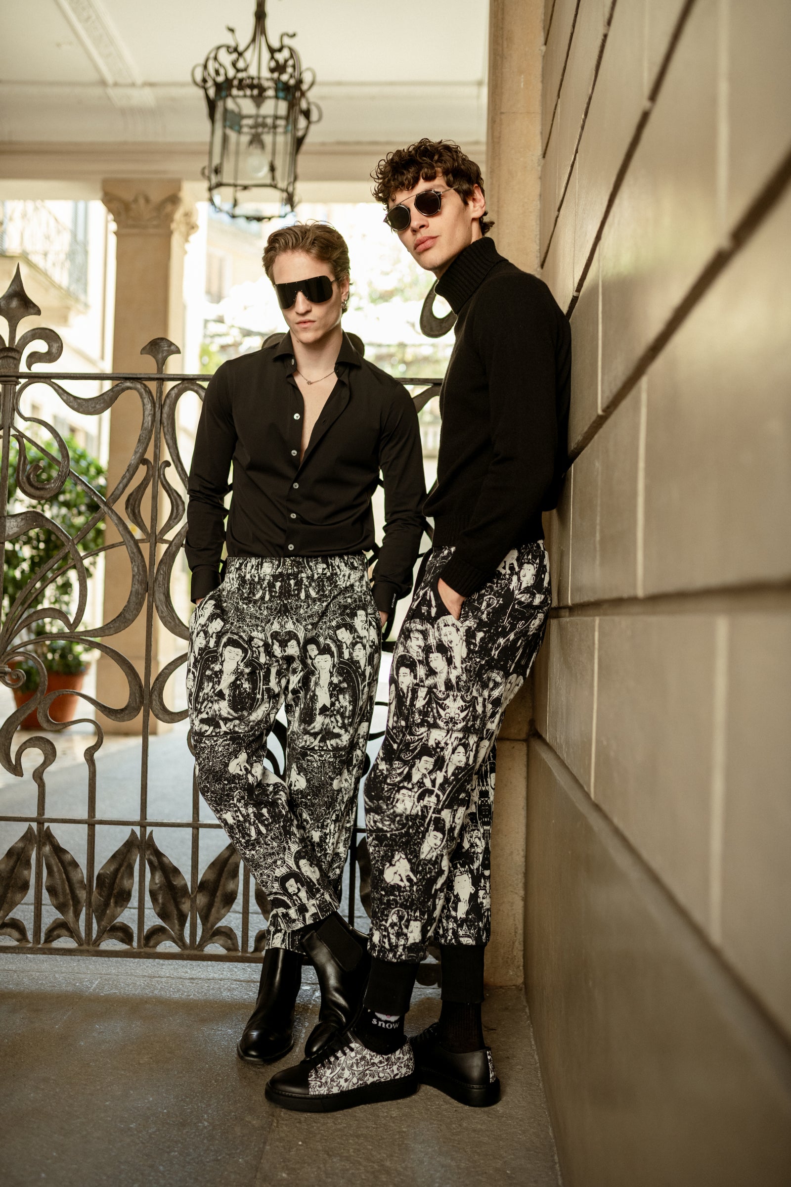 Buddha print jogger pants