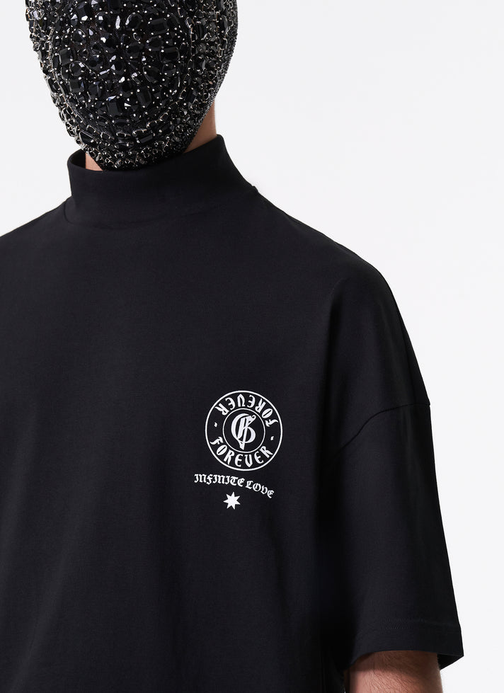 Black turtleneck t-shirt with logo