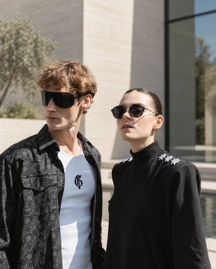 MELANGE BLACK DENIM SHIRT
