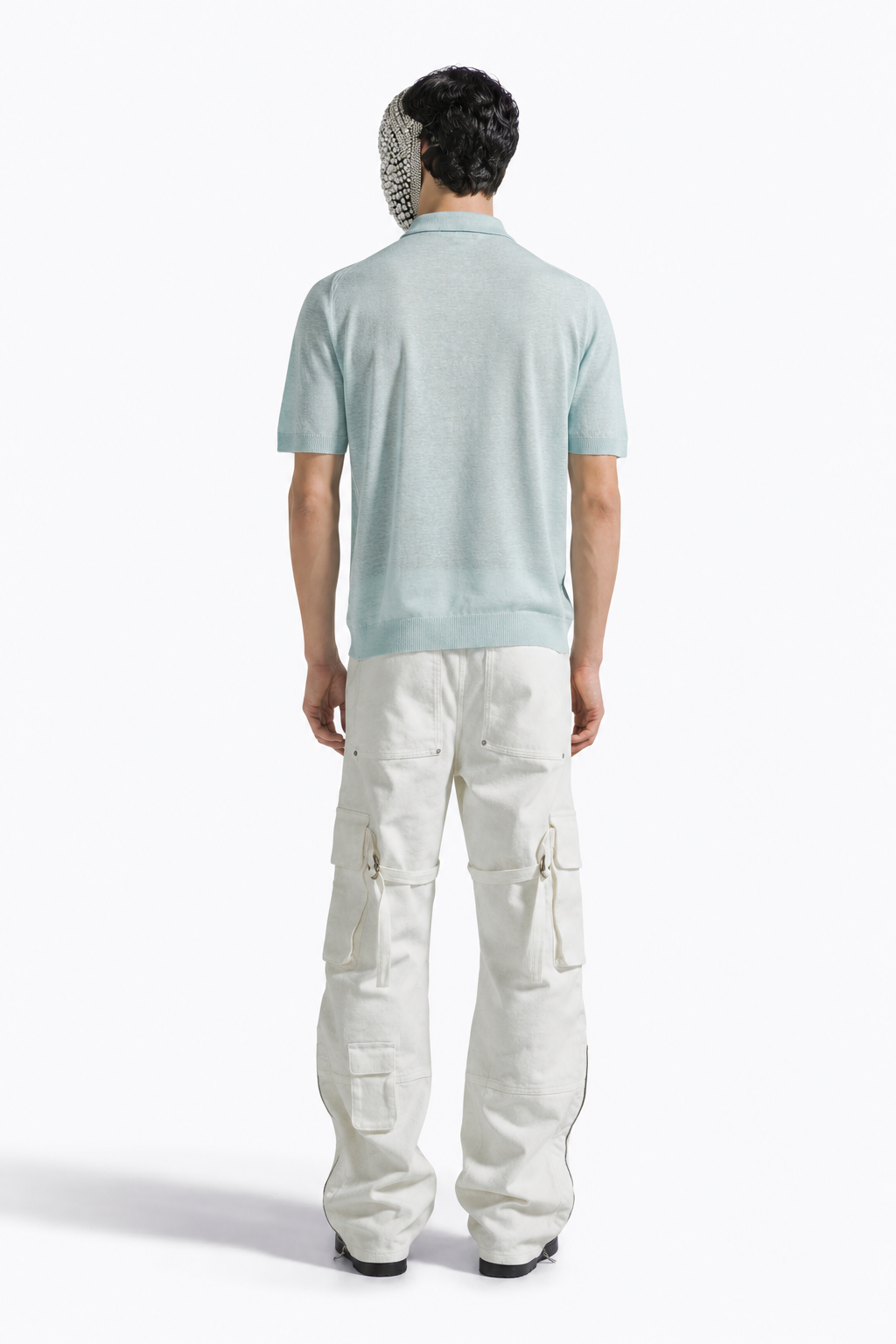 Pastel Blue Polo with Zip