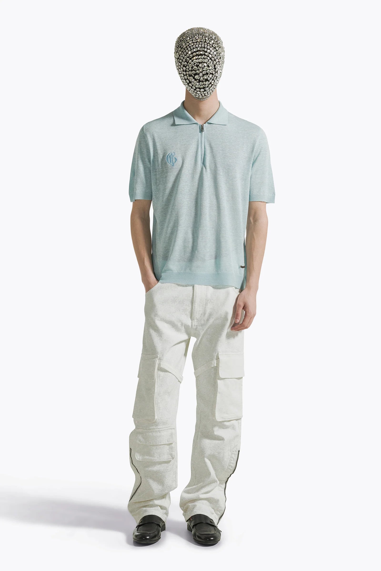 Pastel Blue Polo with Zip