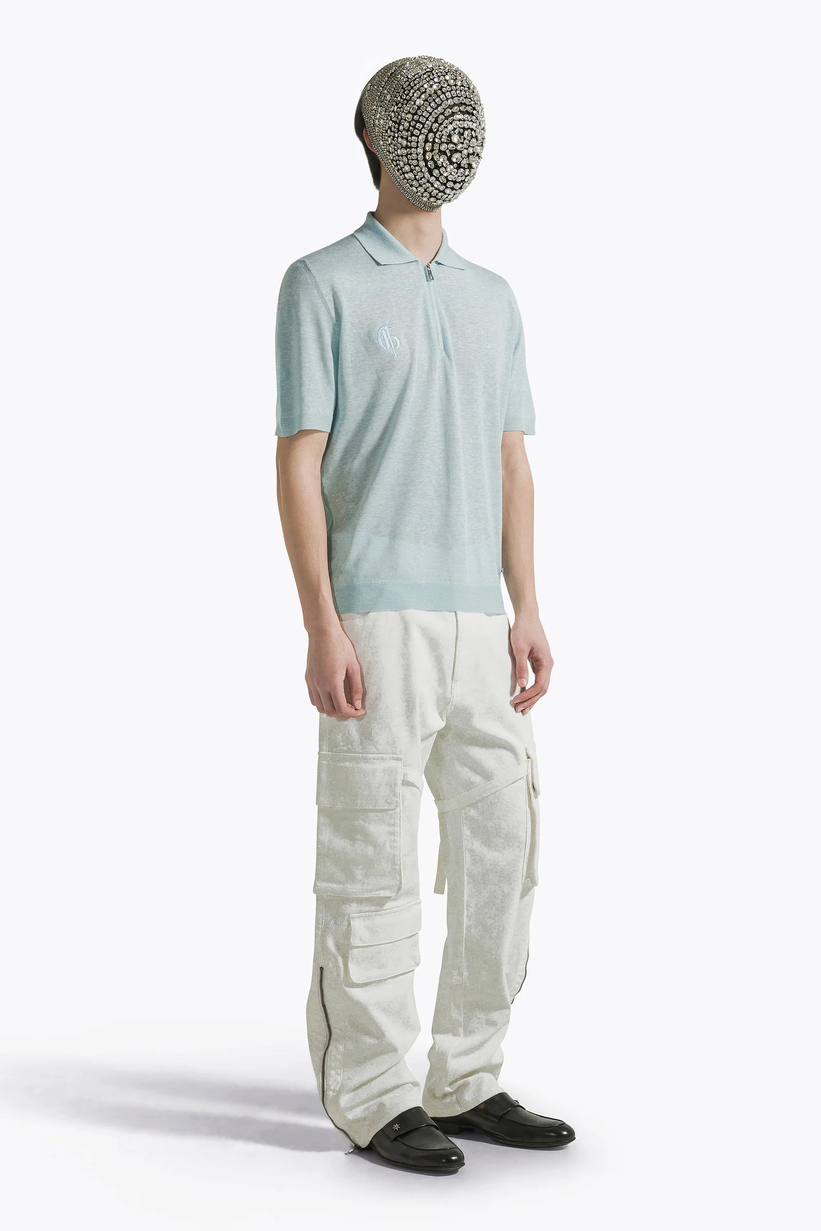 Pastel Blue Polo with Zip