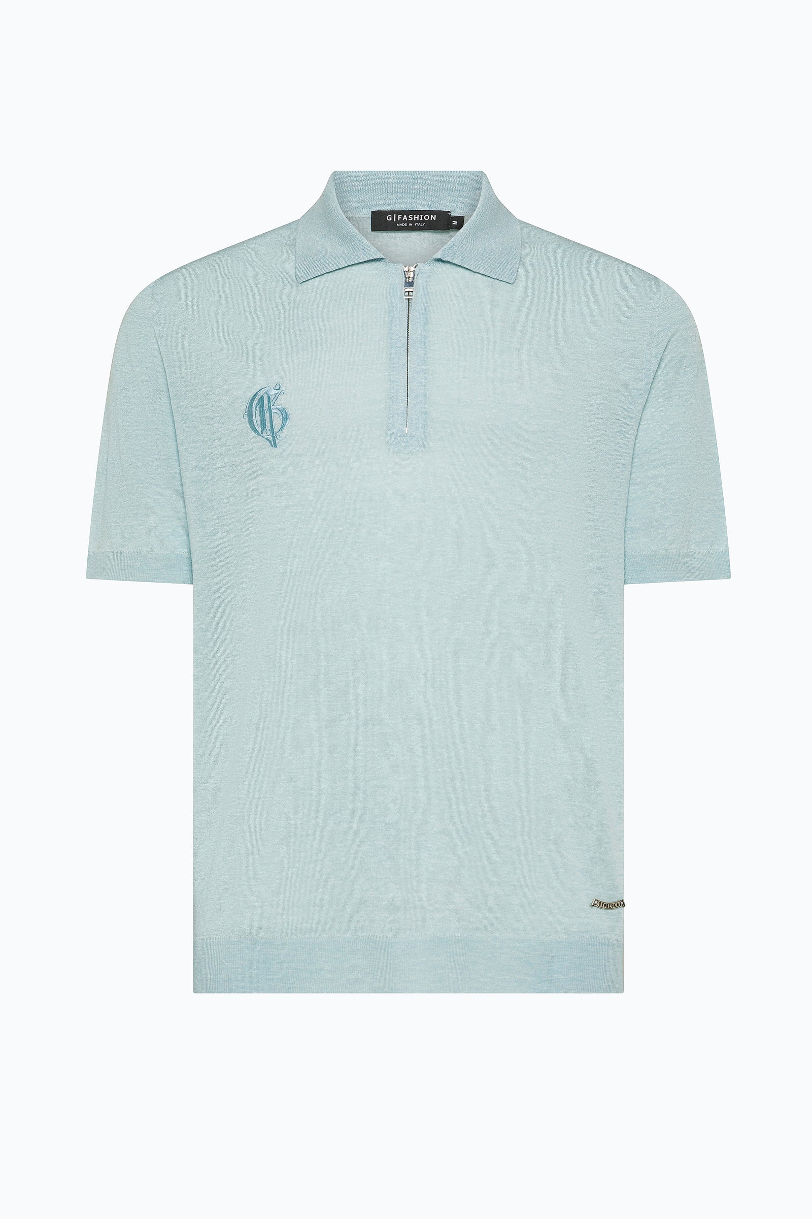 Pastel Blue Polo with Zip