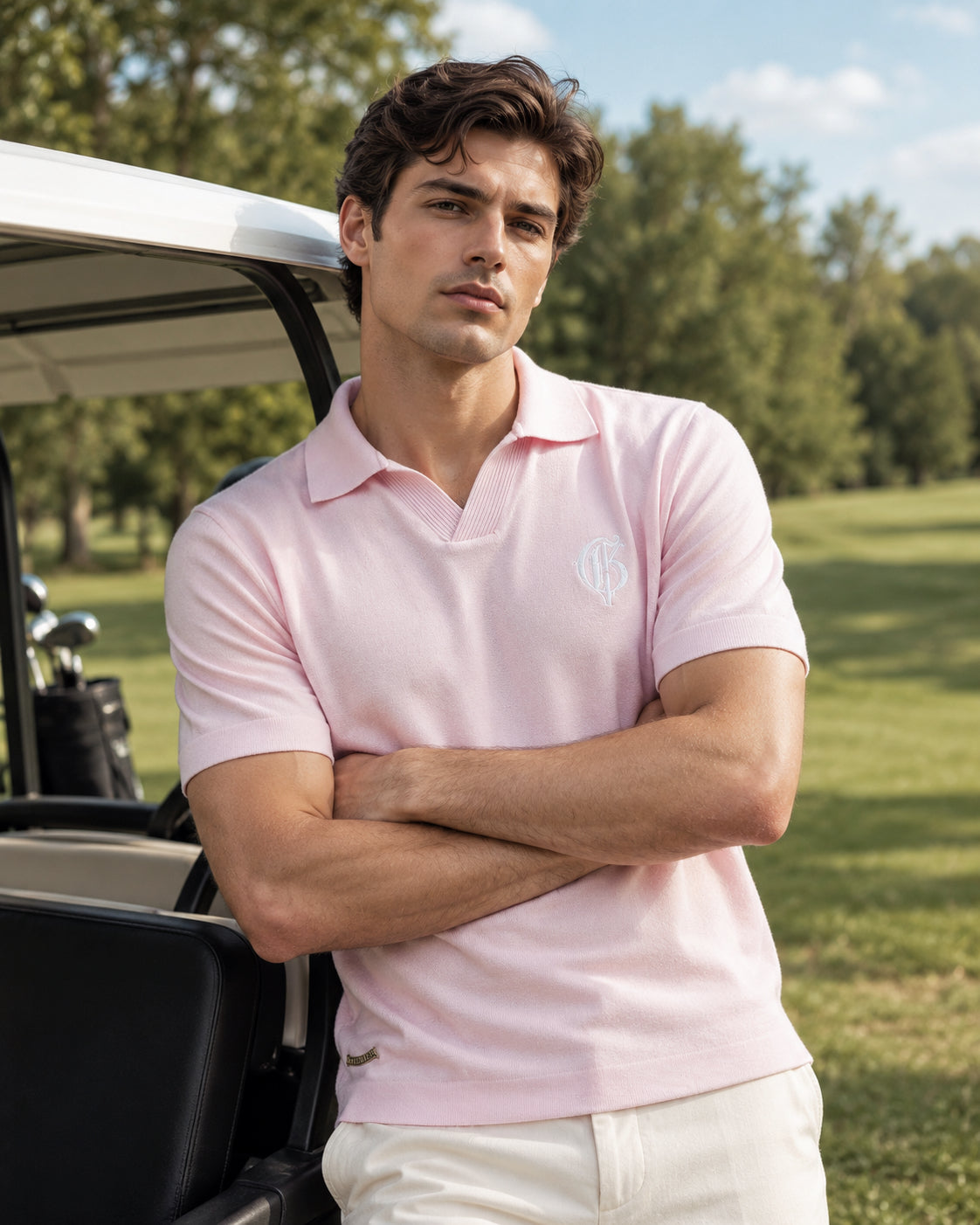 Pink Polo V-Neck