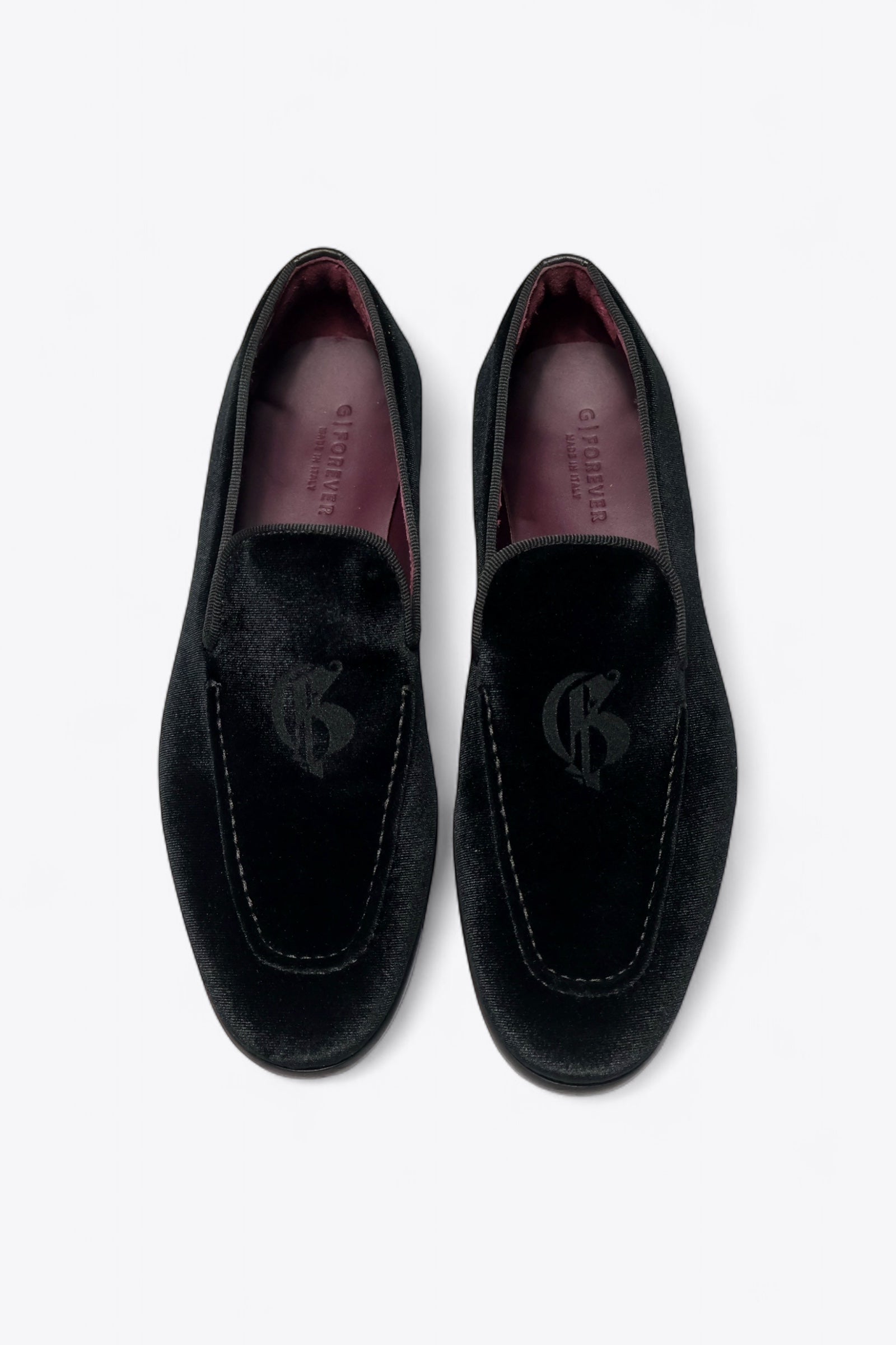 The Milanese Black Velvet Loafers with Logo