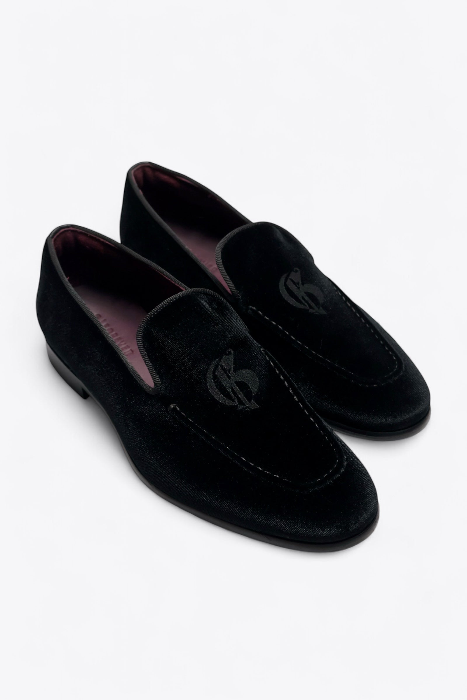 The Milanese Black Velvet Loafers with Logo