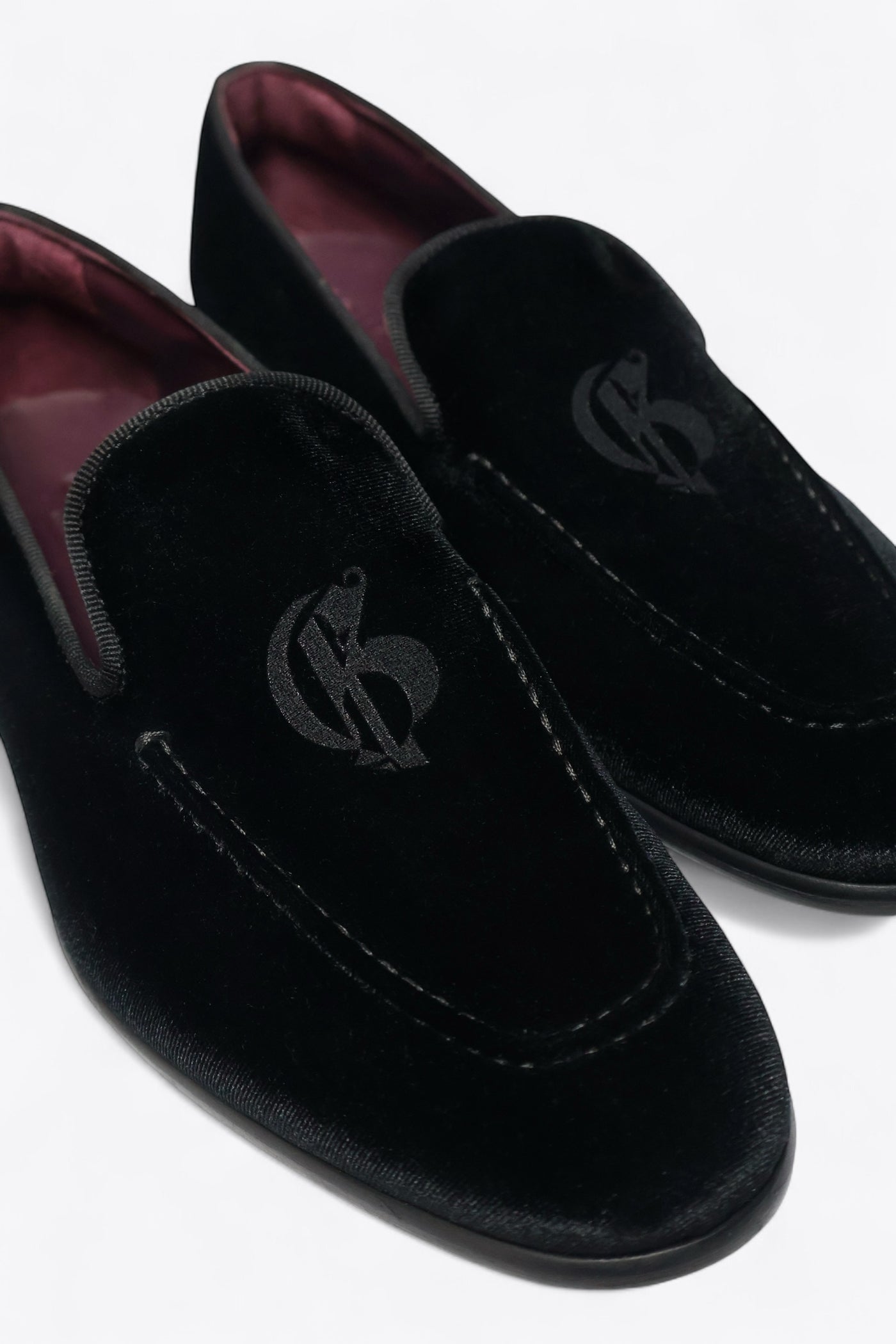 The Milanese Black Velvet Loafers with Logo