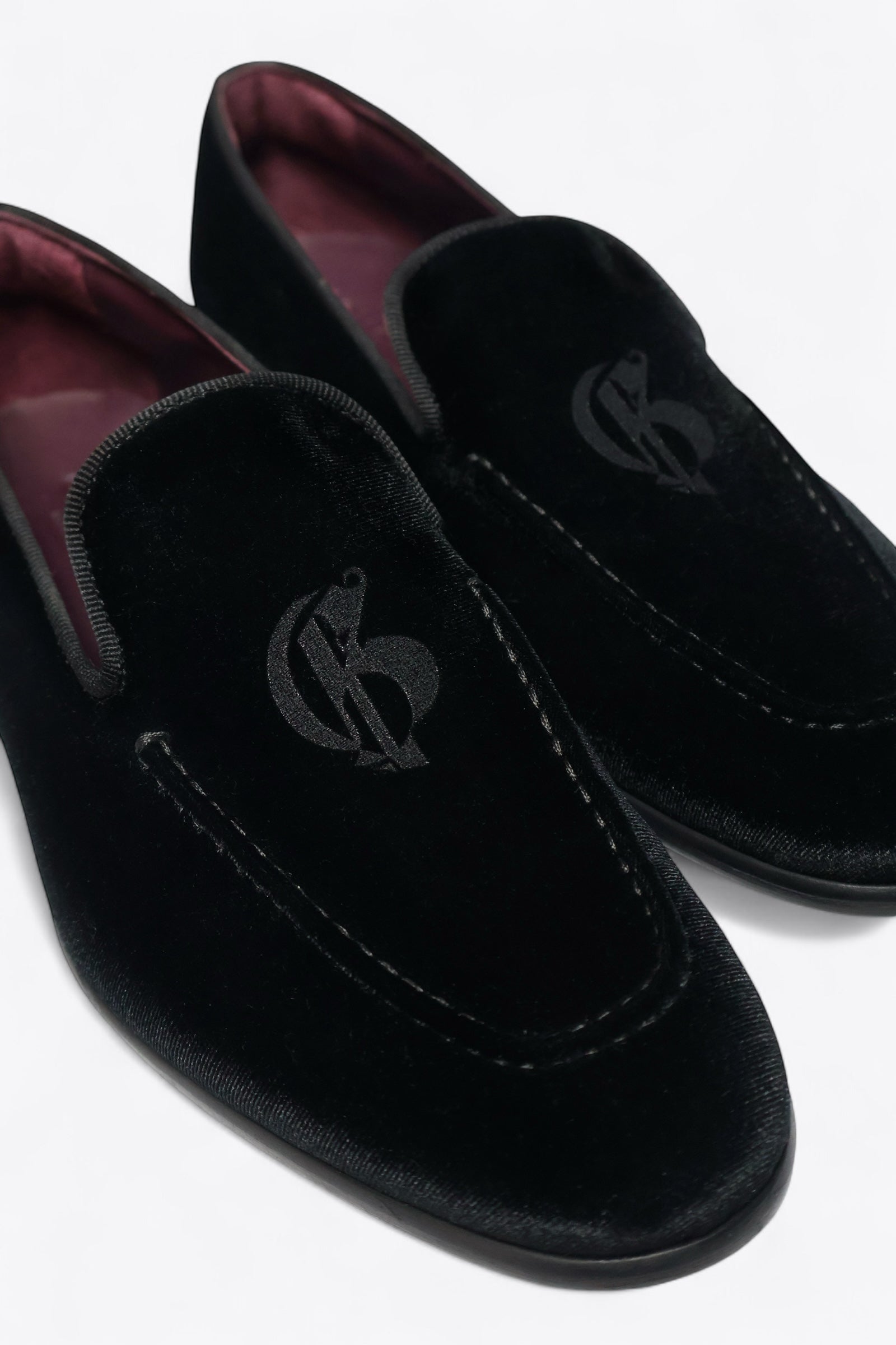 The Milanese Black Velvet Loafers with Logo