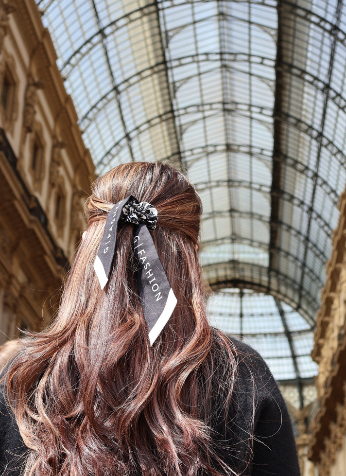 佛系黑白窄带丝巾 带标志