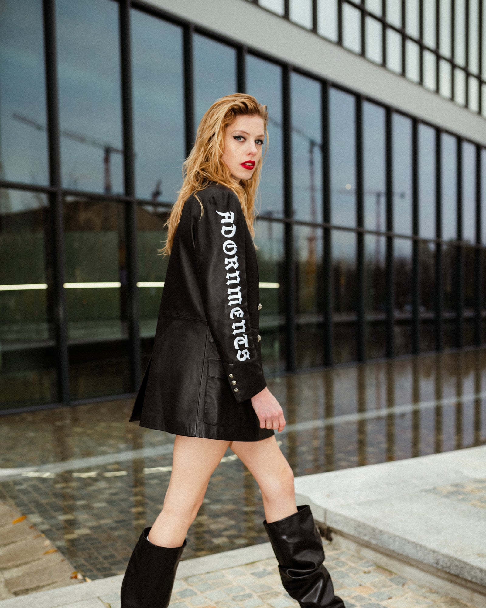 NAPPA羔羊皮双排扣大衣