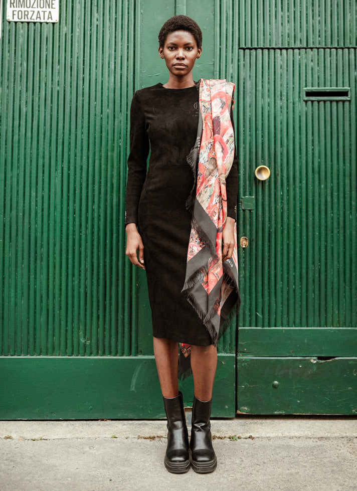 BLACK GOAT SUEDE DRESS