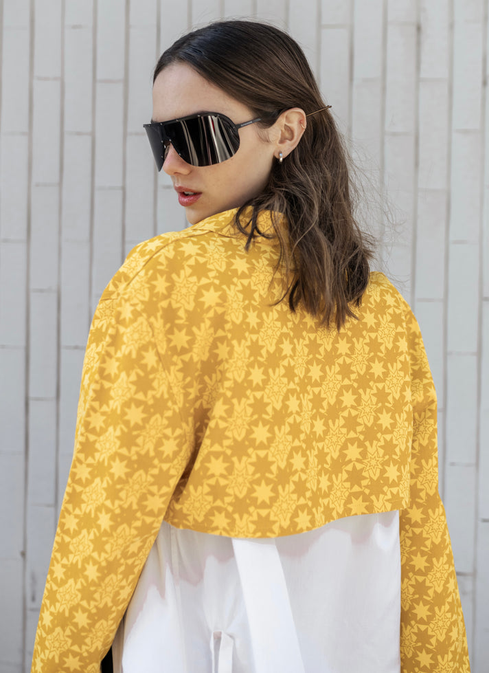 档案黄色牛仔夹克带口袋