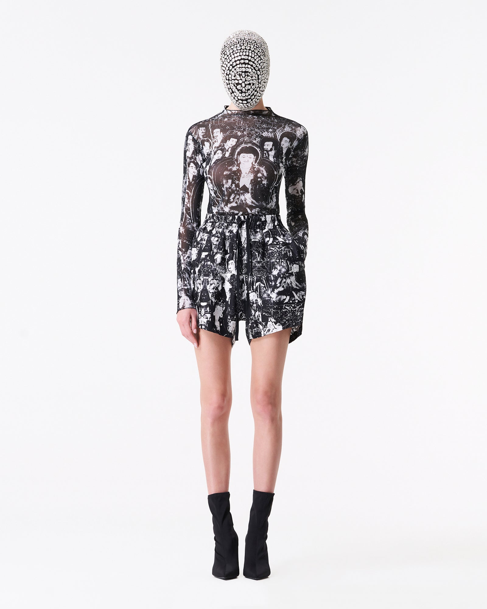 Buddha B&W silk shorts