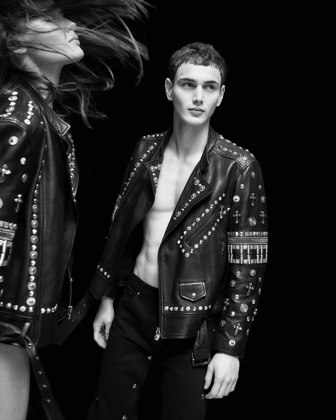 BLACK LEATHER JACKET WITH STUDS