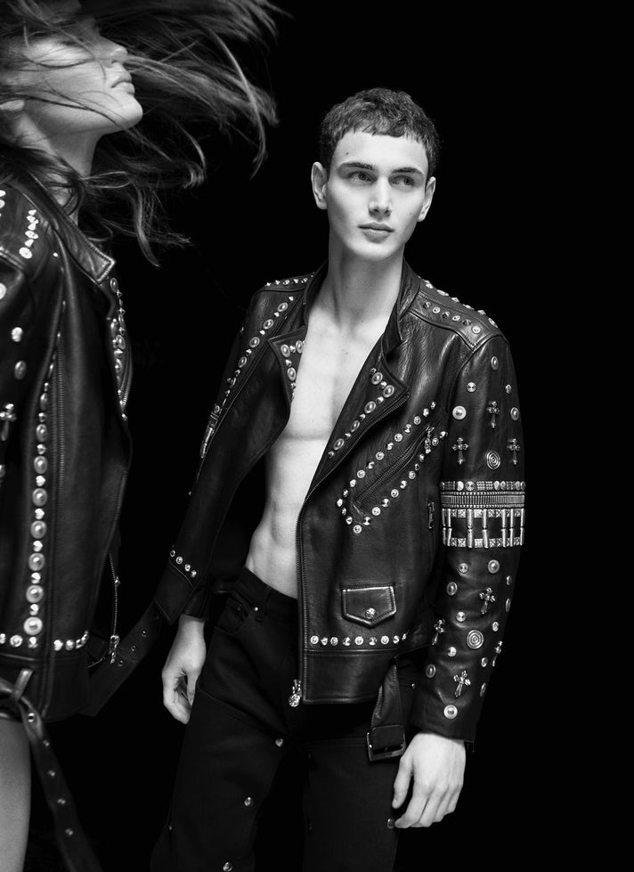 BLACK LEATHER JACKET WITH STUDS