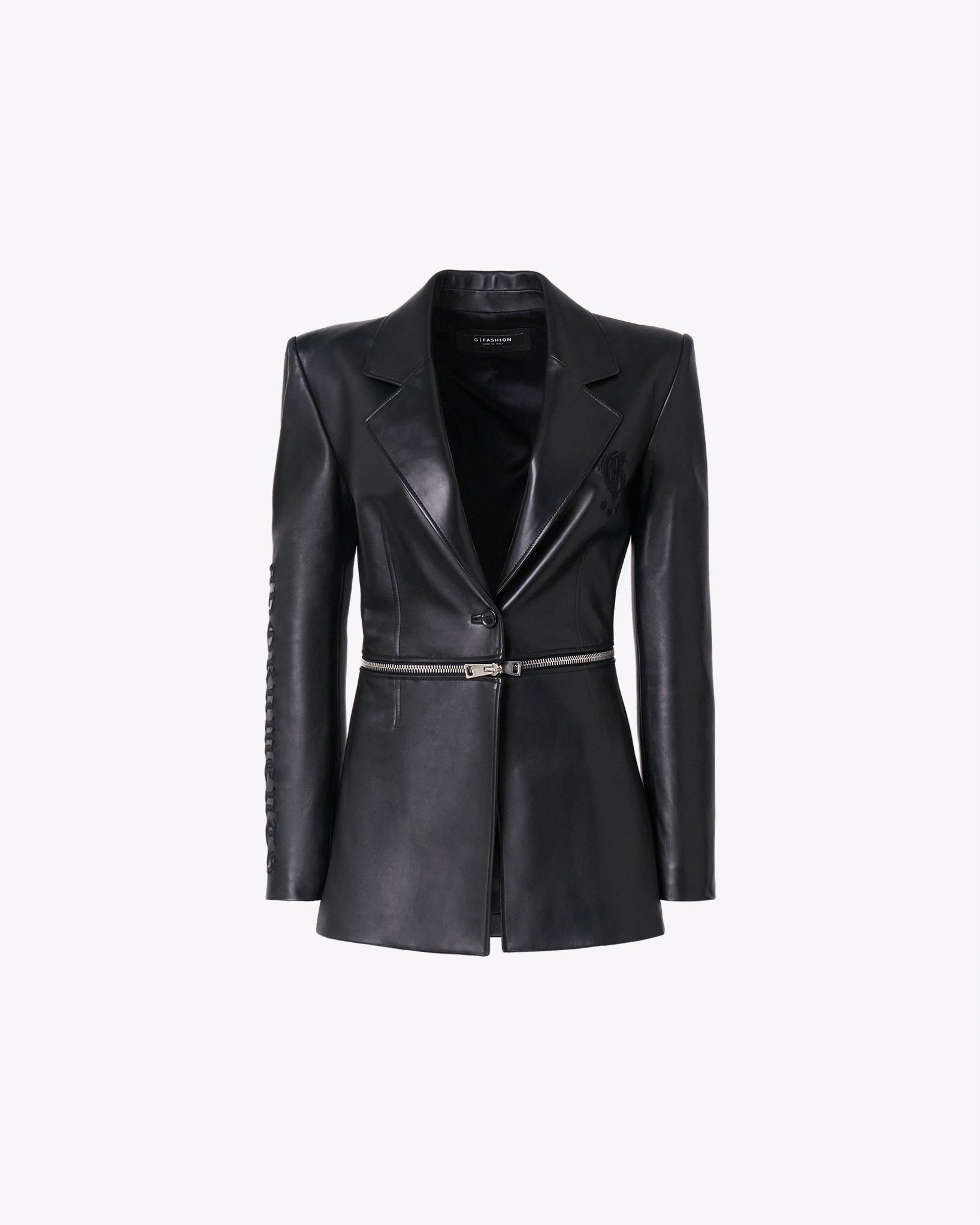 Black lamb leather jacket with zip