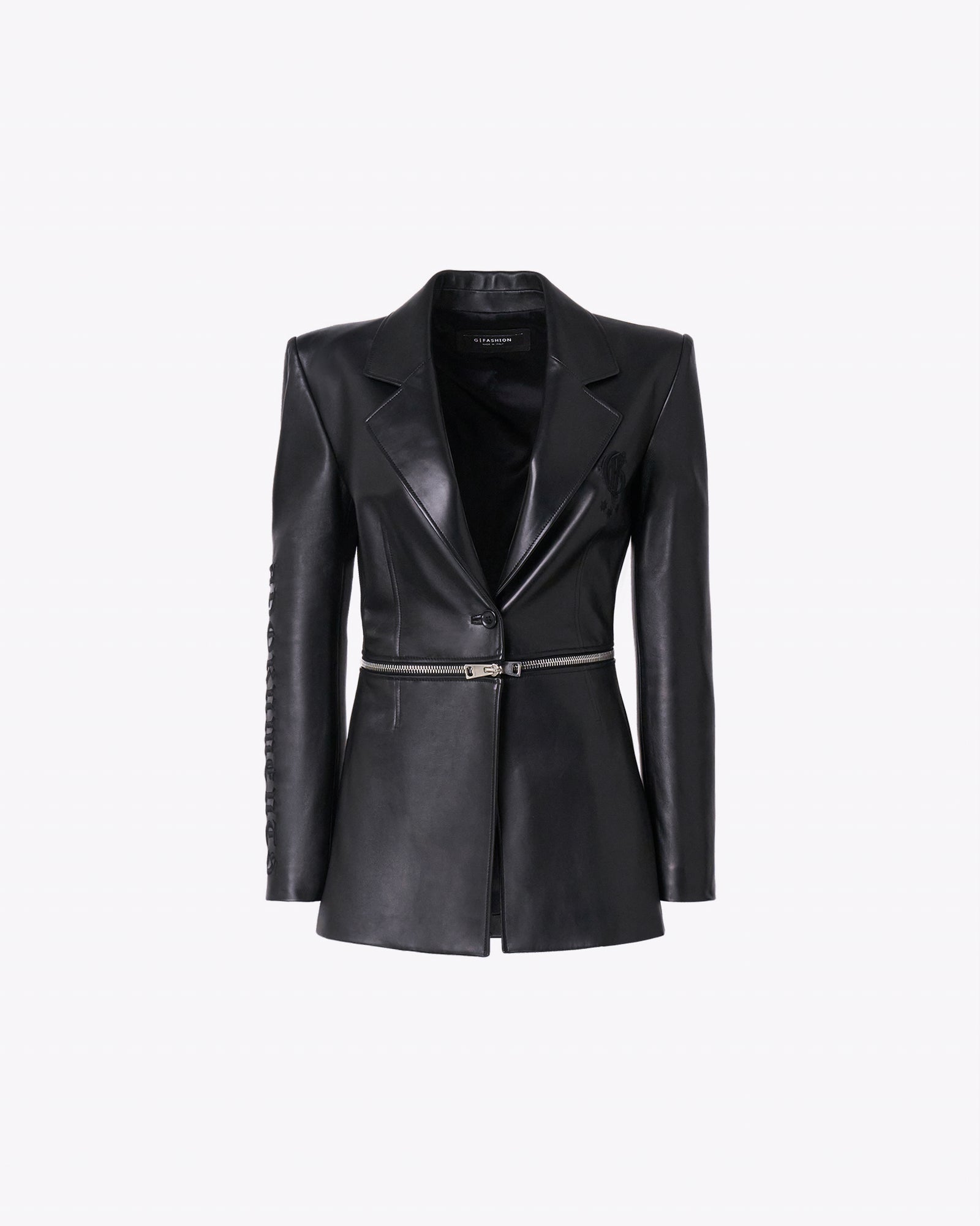 Black lamb leather jacket with zip