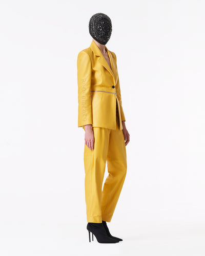 Yellow lamb leather jacket with zip