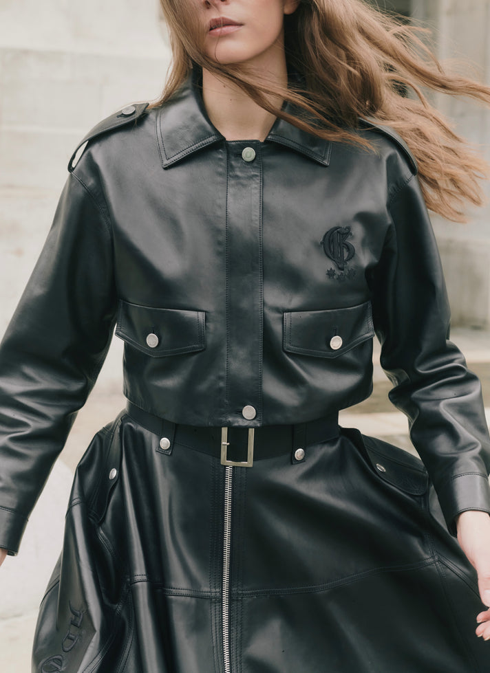 黑色羔羊皮A型裙