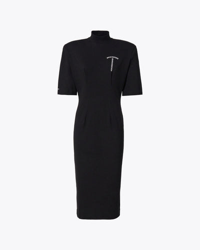 Black midi dress with flared sleeves