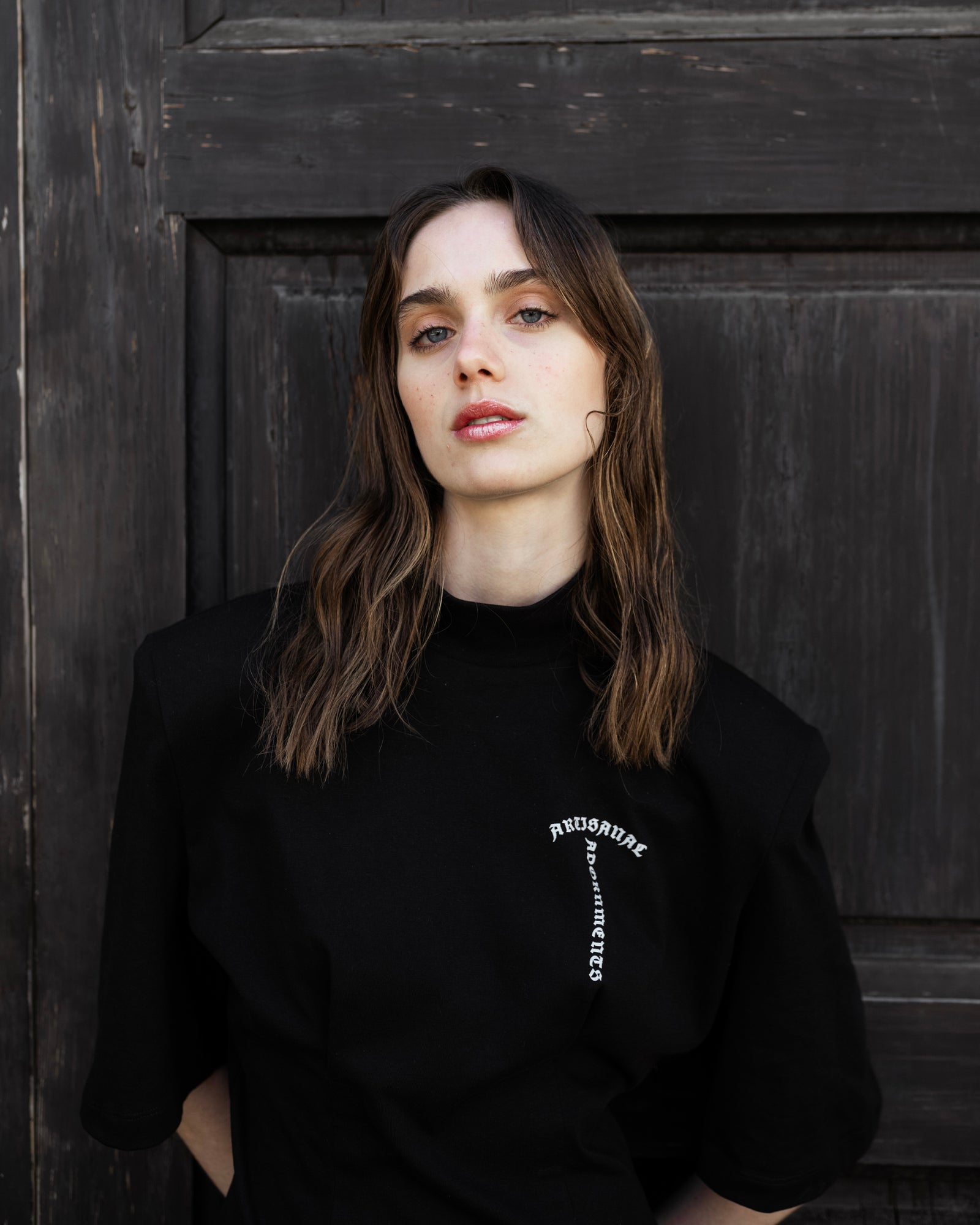 Black midi dress with flared sleeves