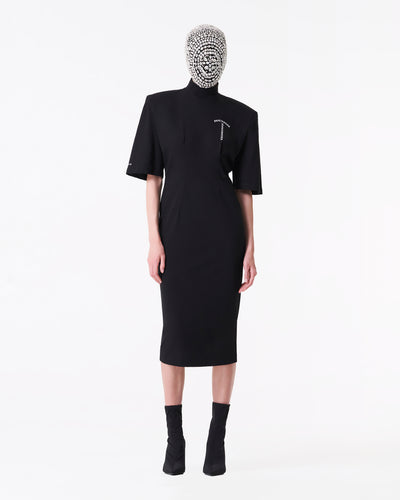 Black midi dress with flared sleeves