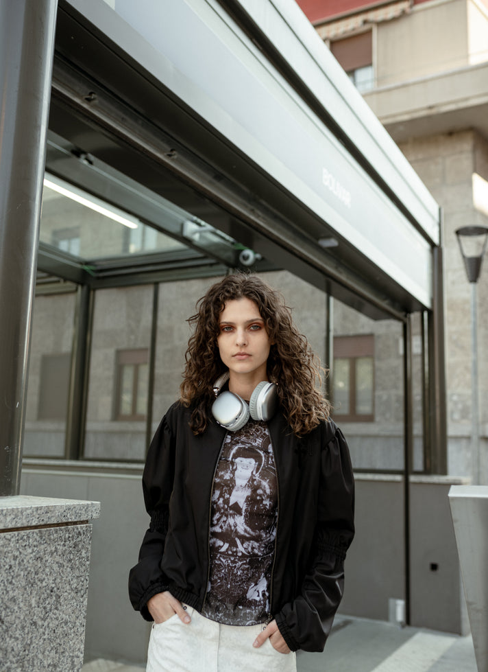 Silk-Lined Black Bomber Jacket