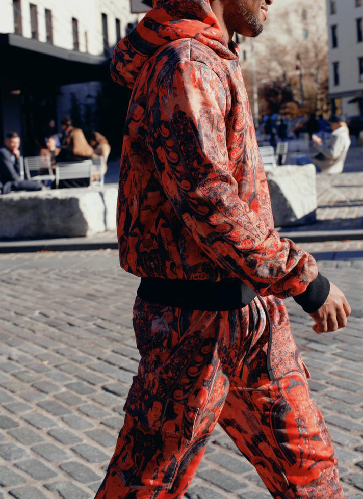 佛系红色慢跑裤