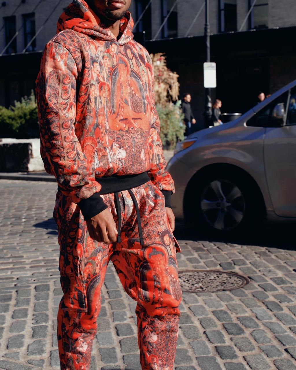 佛系红色慢跑裤