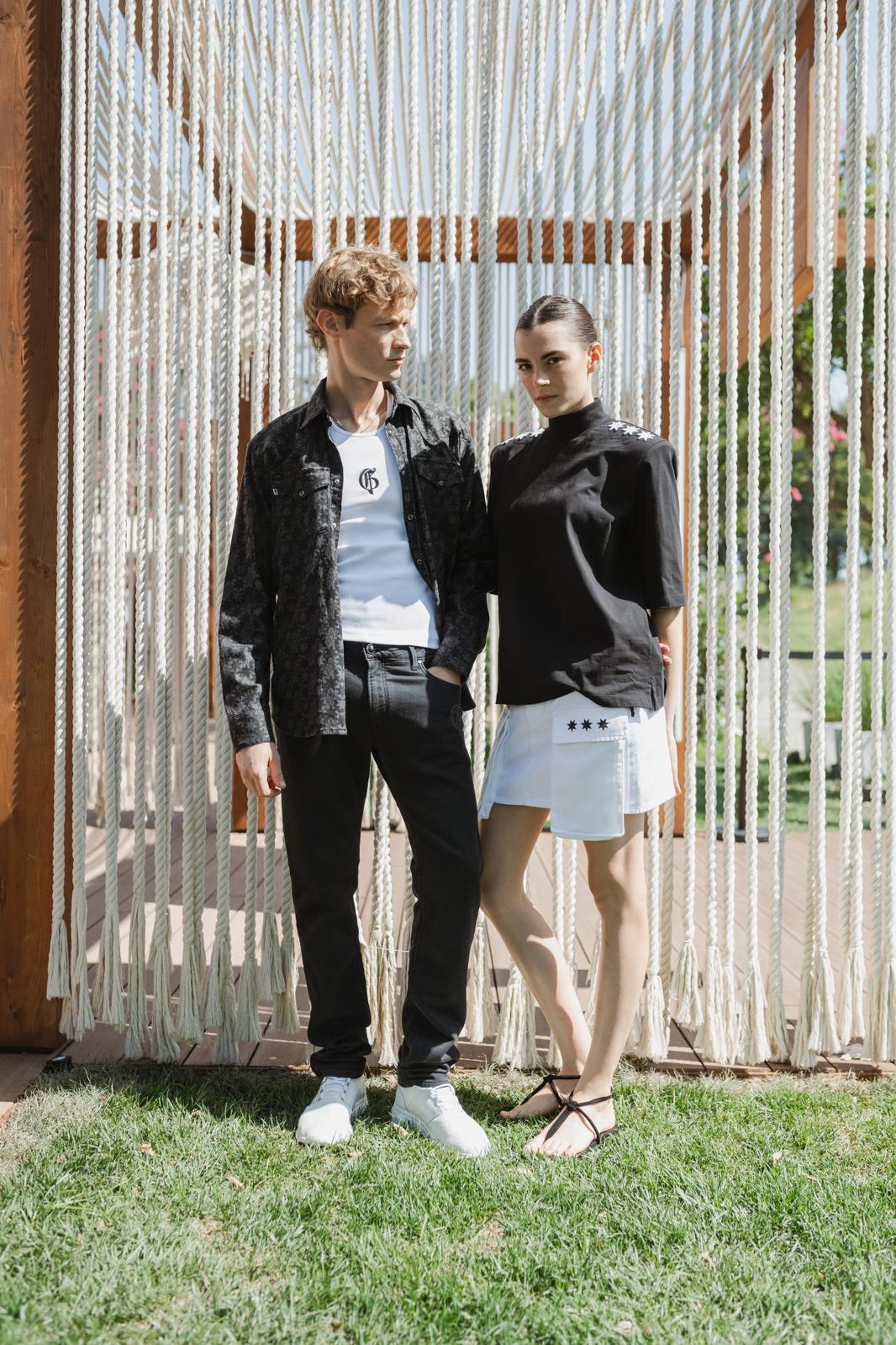 White Denim Mini Cargo Skirt