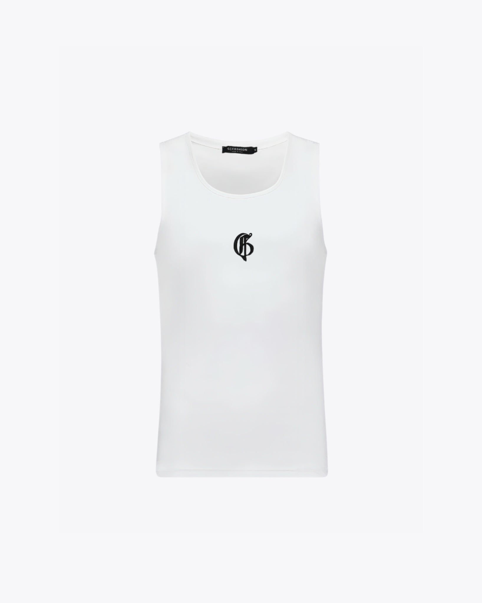 白色罗纹带Logo背心 