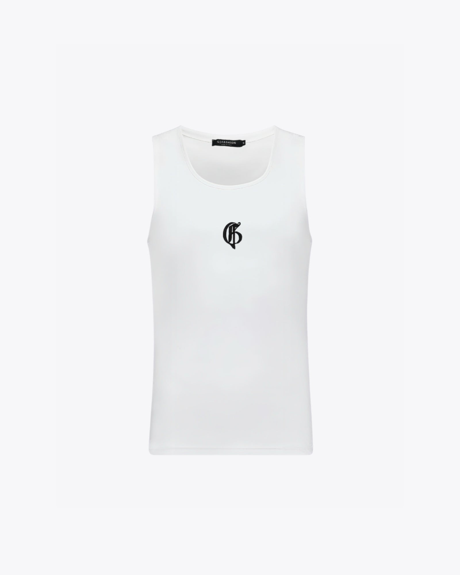白色罗纹带Logo背心 