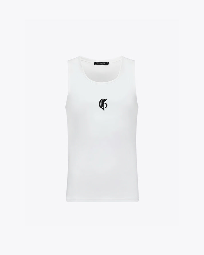 White Ribbed Tank-top with logo