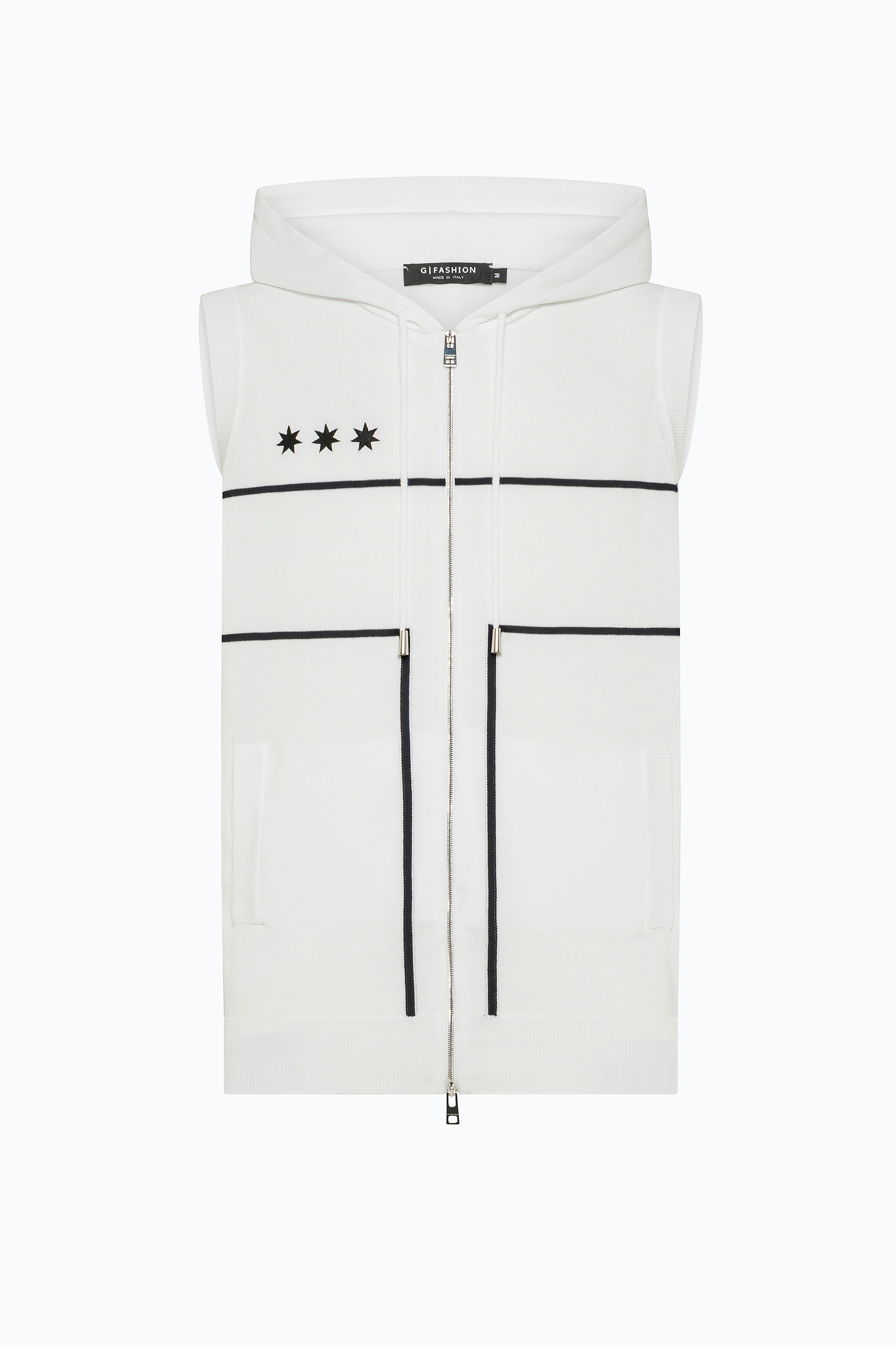 White Stripes Full Zip Vest