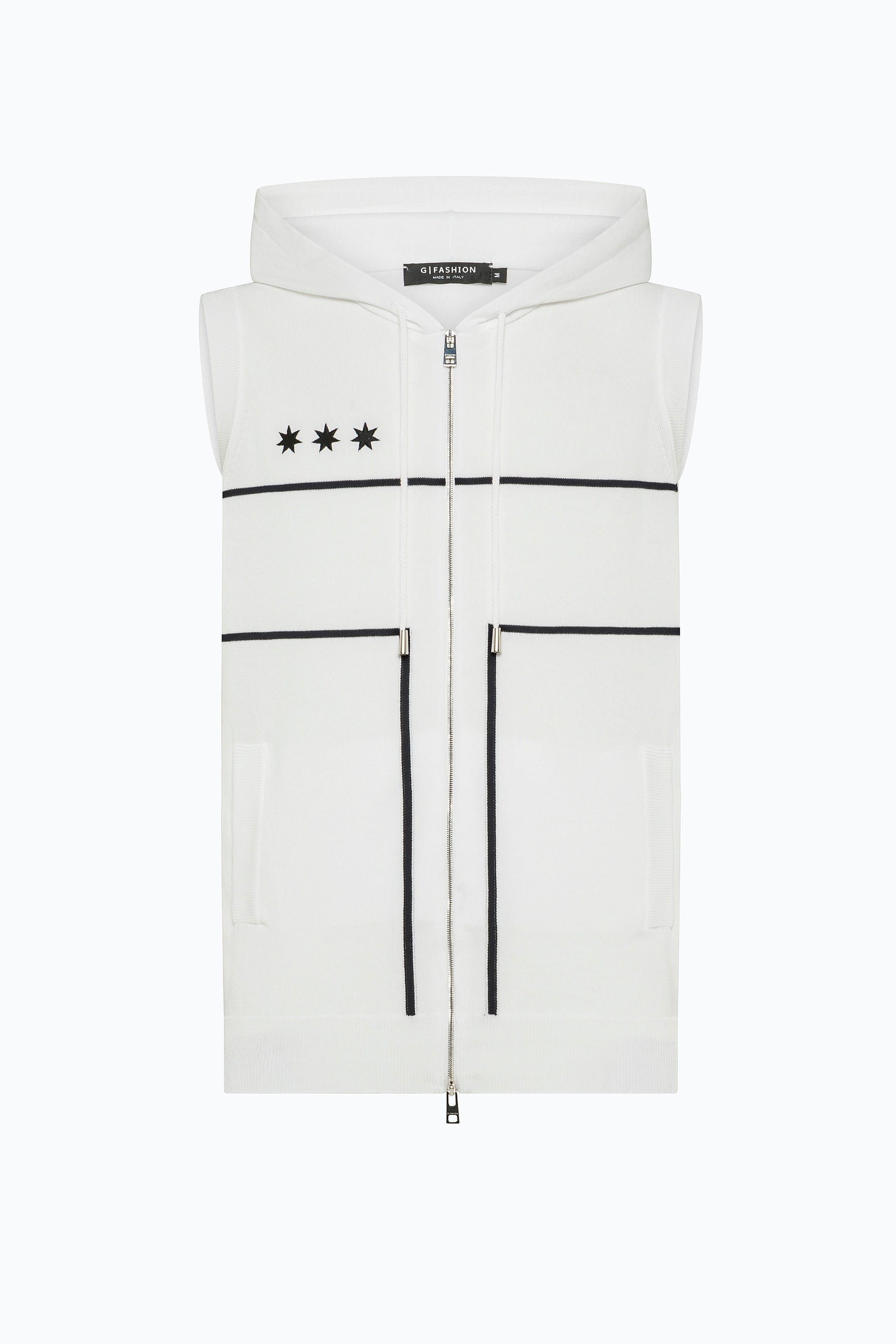 White Stripes Full Zip Vest