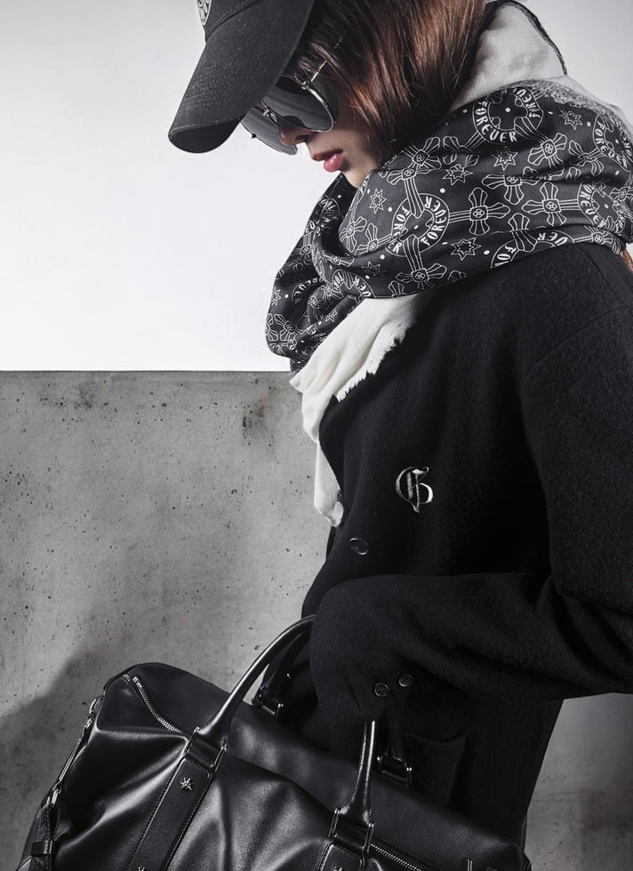 White patchwork spiral scarf