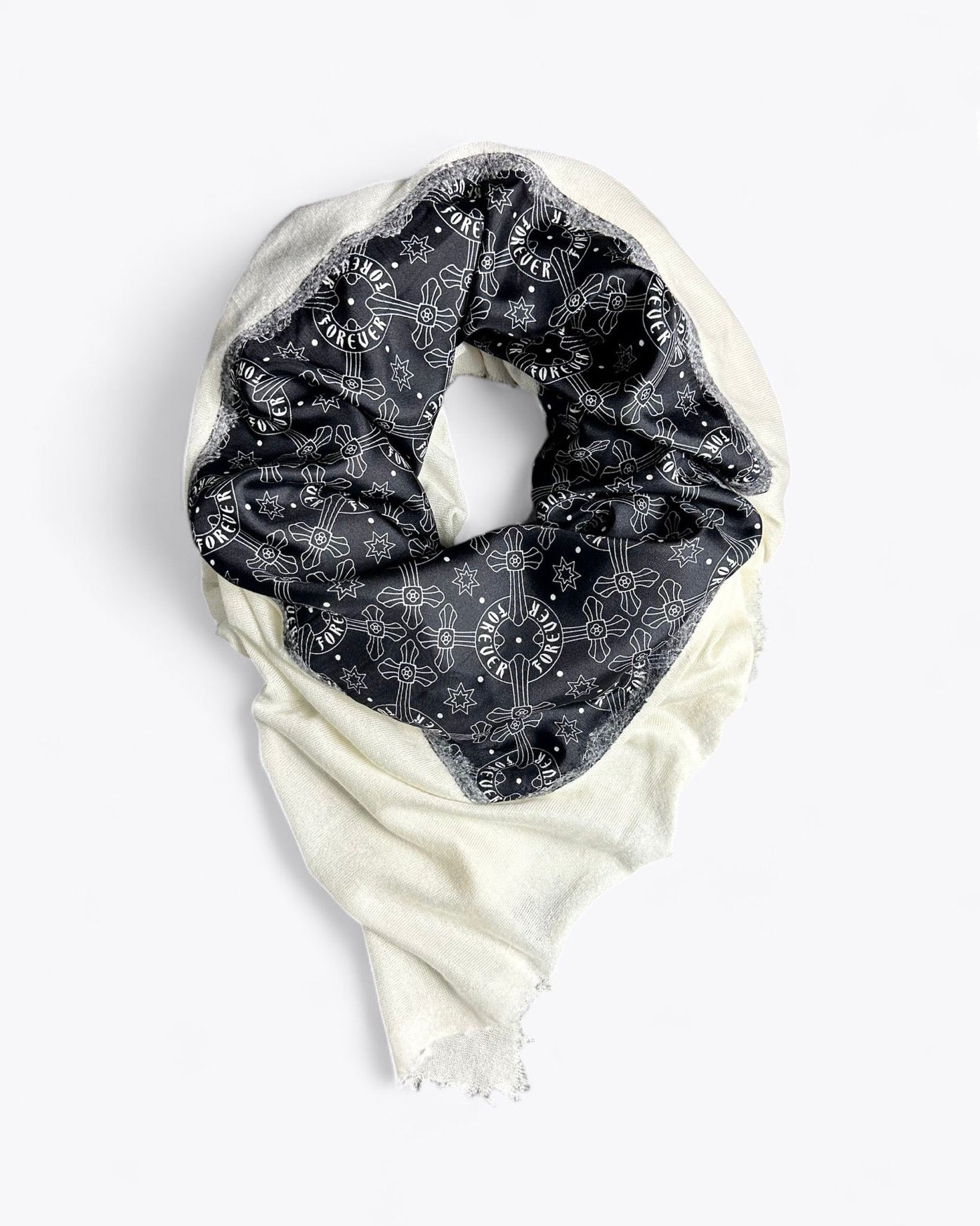 White patchwork spiral scarf