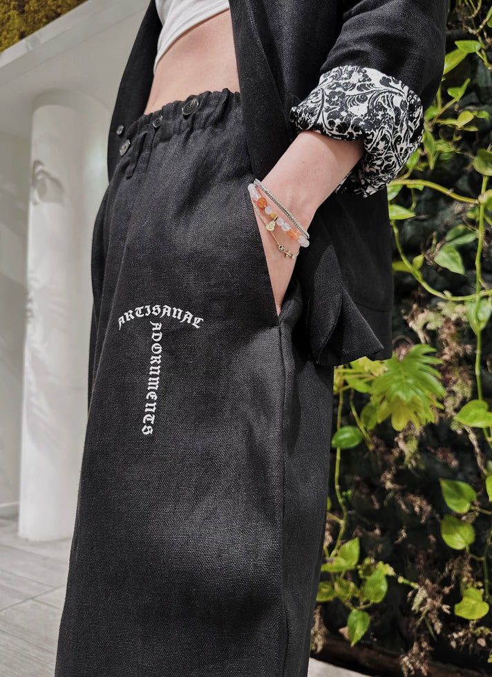 黑色解构宽松裤