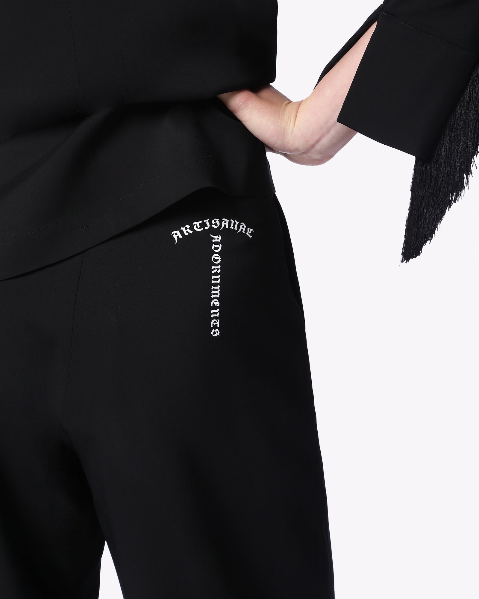 BLACK HIGH-WAISTED PANTS WITH ARCHIVE LOGO