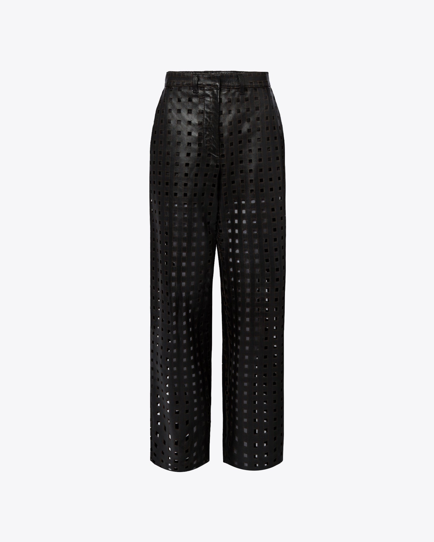 Black Laser-Cut Lambskin Pants