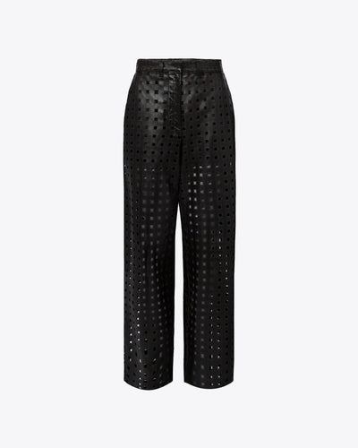 Black Laser-Cut Lambskin Pants