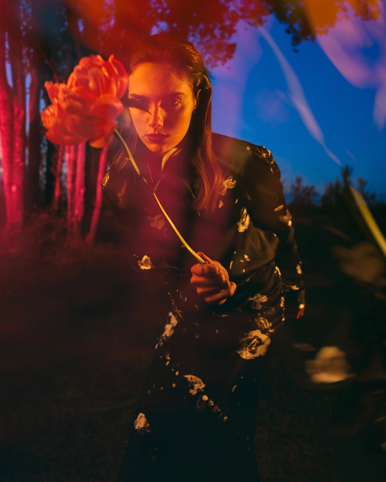 午夜花园男女通用丝绸衬衫