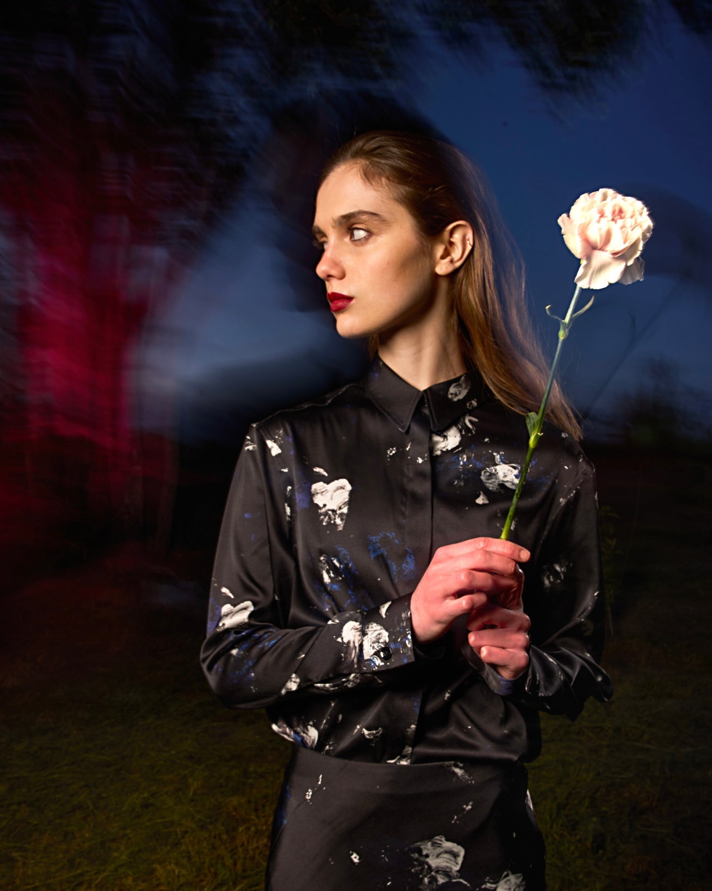 UNISEX MIDNIGHT GARDEN SILK SHIRT