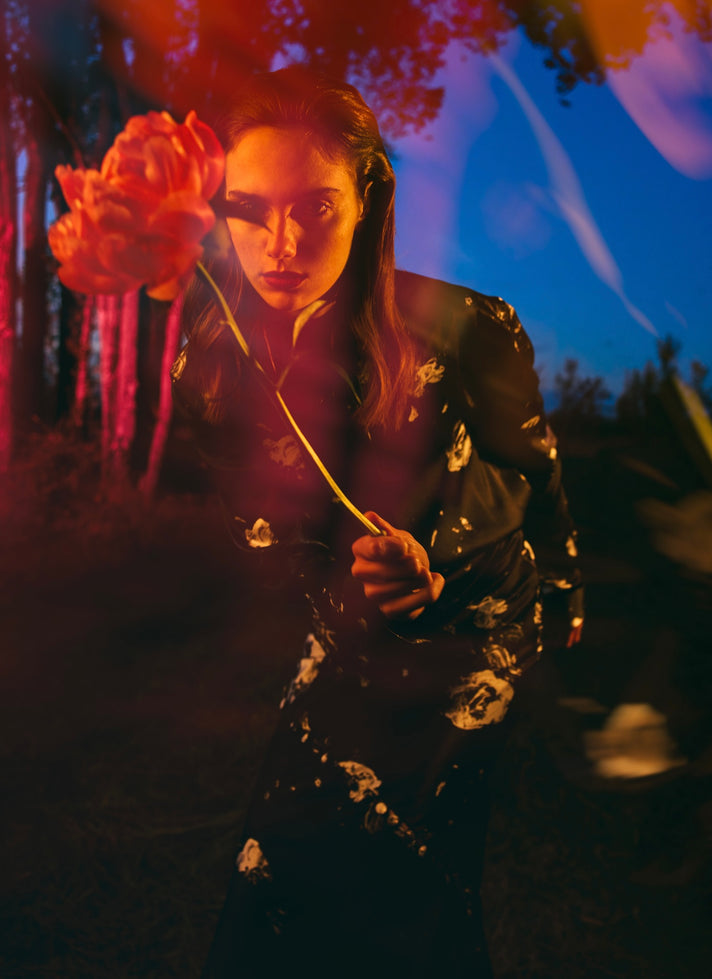 午夜花园男女通用丝绸衬衫