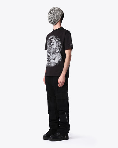 BLACK T-SHIRT WITH B&W BUDDHA