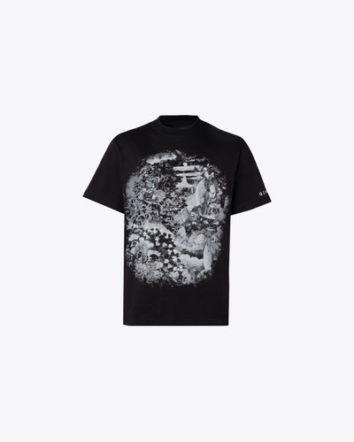 BLACK T-SHIRT WITH B&W BUDDHA