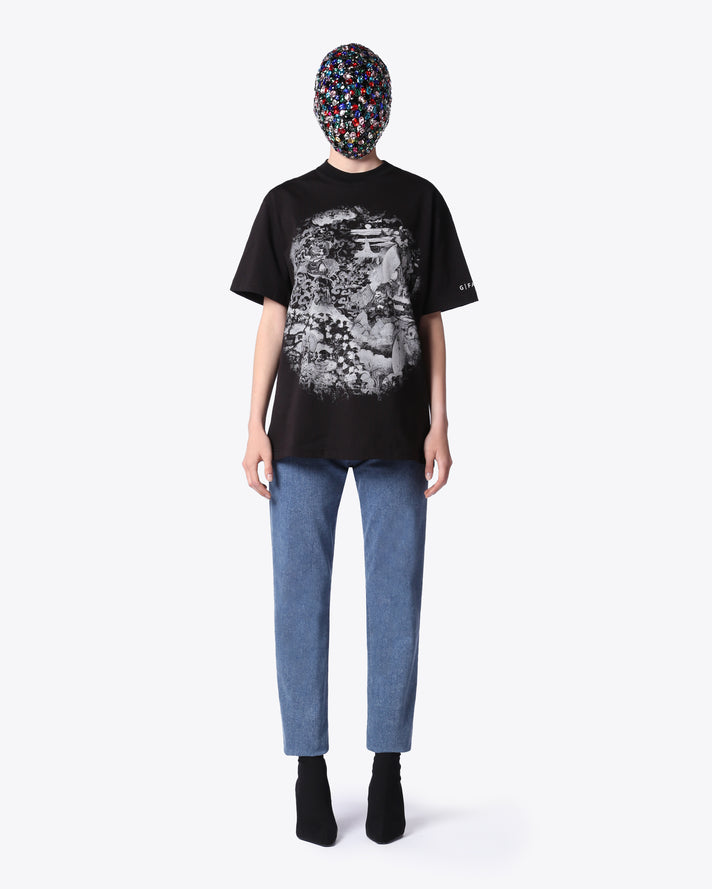 BLACK T-SHIRT WITH B&W BUDDHA