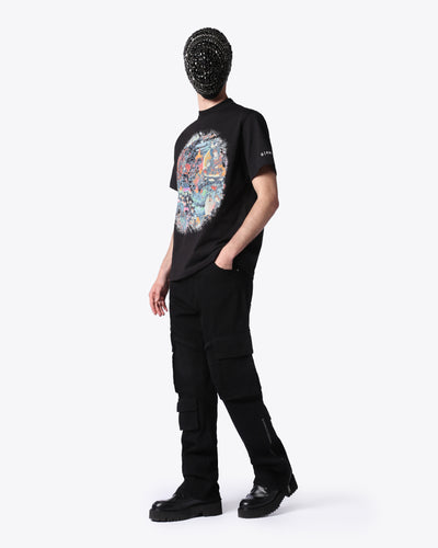 BLACK T-SHIRT WITH COLORFUL BUDDHA