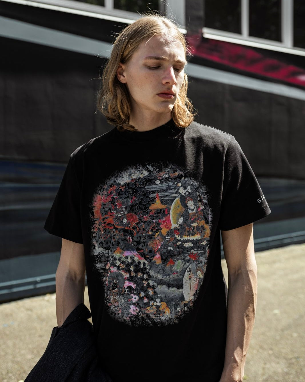 BLACK T-SHIRT WITH COLORFUL BUDDHA
